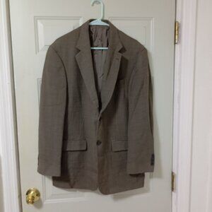 Oscar De La Renta Mens 42R Blazer Business Jacket Brown 100% Wool Houndstooth